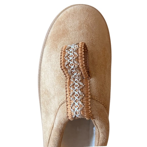 LINZO7 Camel Suede Platform Mule Slippers Cozy Lined‎ Size 9 - Picture 11 of 16